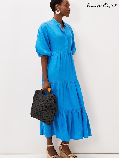 Phase Eight Blue Gracie Tiered Maxi Summer Dress (T88903) | €84