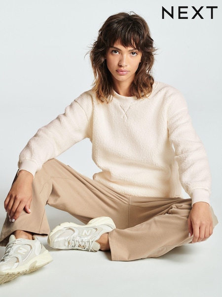 Ecru White Longline Fleece Sweatshirt (T89106) | €10