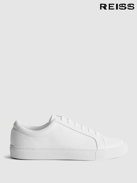 Reiss White Luca Grained Leather Trainers (T89336) | AZN 396