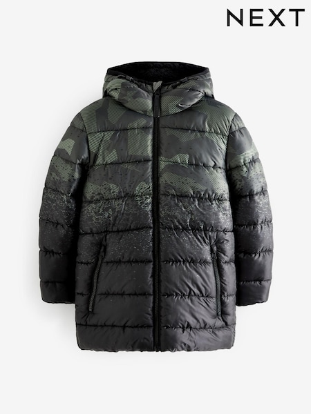 Camo Longline Borg Lined Padded Puffer Coat (3-17yrs) (T89354) | €30 - €39