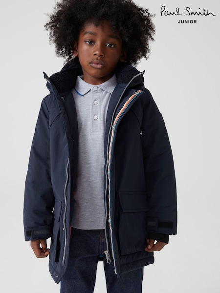 Paul Smith Junior Boys Shower Resistant Navy Parka Coat (T89418) | 89 €