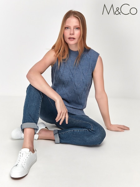 M&Co Blue Cable Knit Vest (T89614) | 10 €