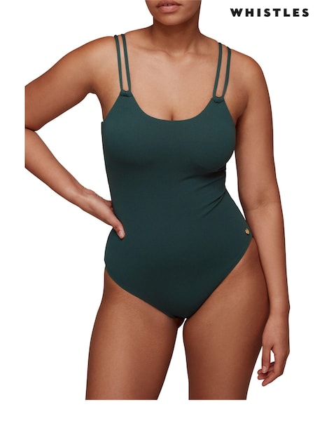 Whistles Green Double Strap Textured Swimsuit (T90430) | 391 QAR