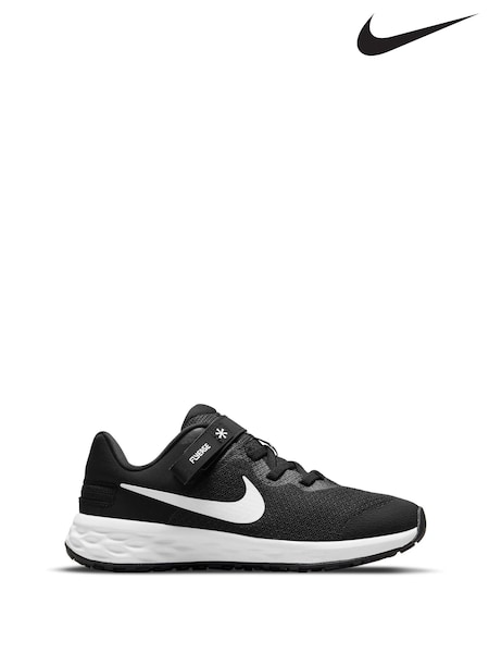 Nike Black/White Revolution 6 FlyEase Junior Trainers (T90696) | €54