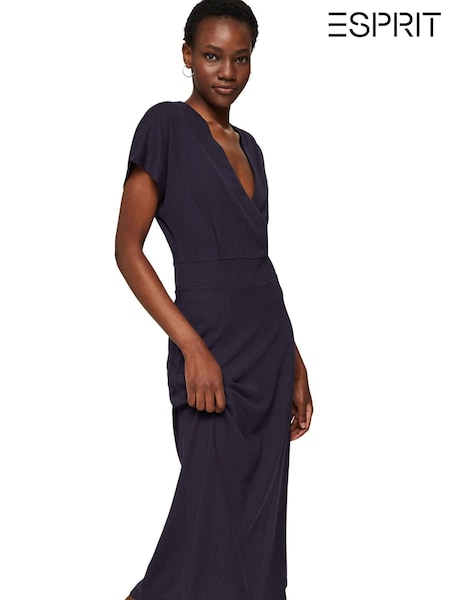 Esprit Navy Blue Wrap-Over Effect Jersey Dress (T90829) | €40