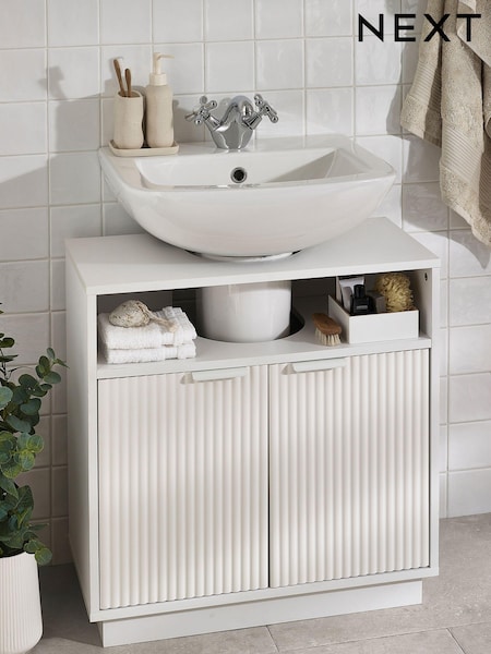 White Garda Textured Under Sink Storage Unit (T90938) | BGN 395