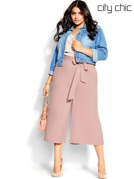 City Chic Pink Nouveau Tie Trousers (T91551) | €18