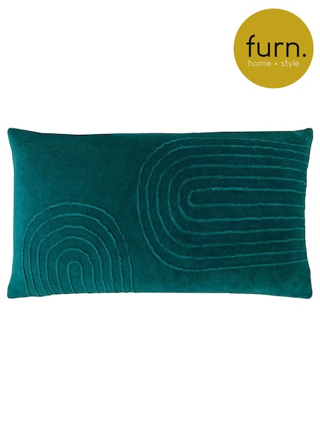 Furn Teal Blue 30 x 60cm Mangata 100% Cotton Velvet Cushion (T91594) | LEI 179
