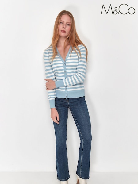 M&Co Blue Breton Stripe Cardigan (T93585) | € 8
