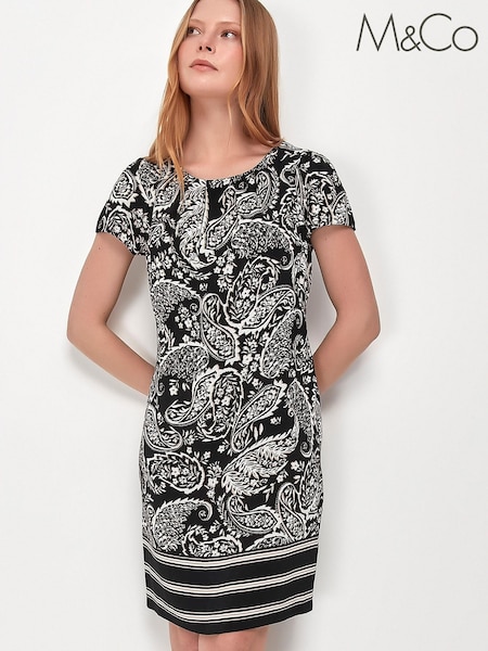 M&Co Black Border Print Shift Dress (T93593) | €13