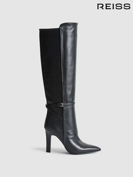 Musta - Reiss Caitlin Leather Knee High Boots (T93973) | €517