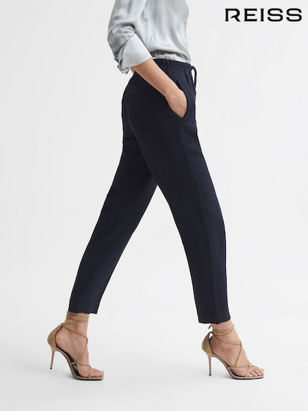 Reiss Navy Hailey Petite Tapered Pull On Trousers (T93982) | €140