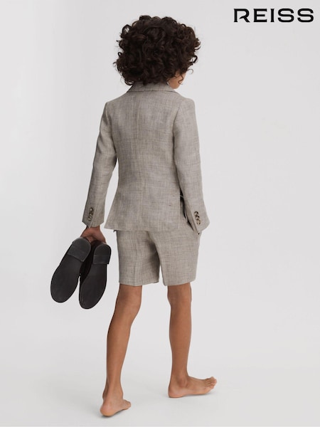 Reiss Oatmeal Auto Junior Tailored 100% Linen Side Adjuster Shorts (T94117) | € 45