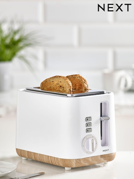 White Bronx Wood Effect 2 Slice Toaster (T94366) | €53