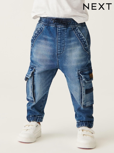 Mid Blue Denim Comfort Cargo Jeans (3mths-7yrs) (T94376) | € 14 - € 16