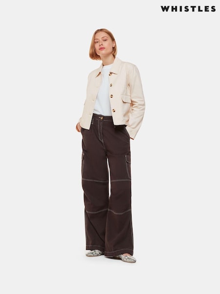 Whistles Cream 100% Cotton Marie Casual Jacket (T94661) | ₪498