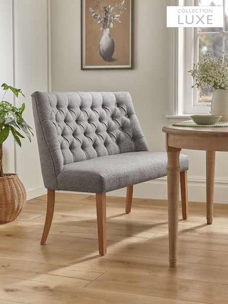 Chunky Weave Mid Grey Wolton Collection Luxe High Back Button Dining Bench (T94745) | €490