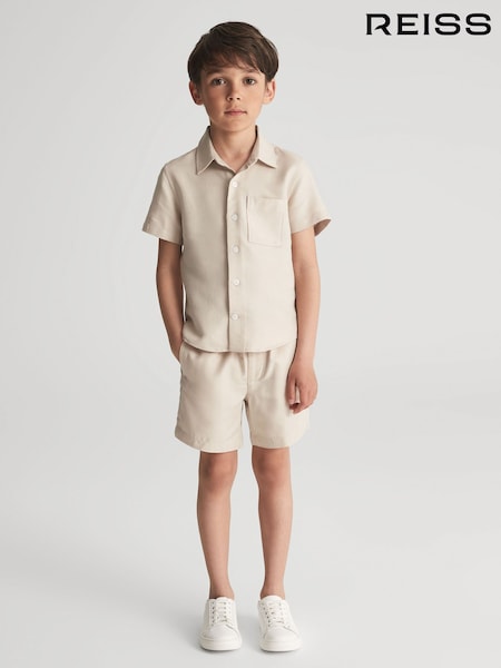 Piatră - Pantaloni scurți texturați din amestec de in Reiss Payne (T94774) | 231 LEI