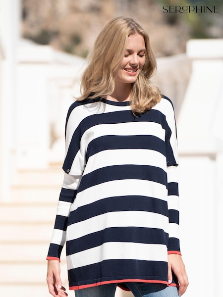 Seraphine Boxy Fit Maternity to Nursing Bold Stripe 100% Cotton Top (T95229) | AED151