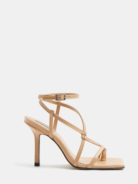 River Island Cream Asymmetrical Barely There Sandals (T96357) | €24