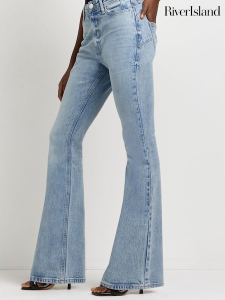 River Island Blue Mid Rise Bum Sculpt Flare Jean (T96920) | €23