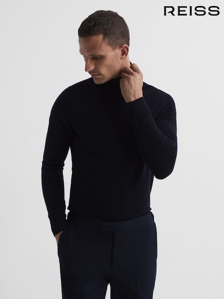Reiss Navy Caine Slim Fit Merino Wool Roll Neck Jumper (T97348) | €160