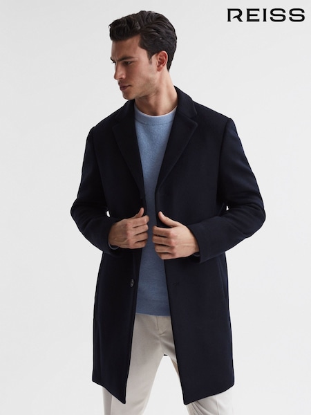 Reiss Navy Gable Single Breasted Overcoat (T97357) | €428