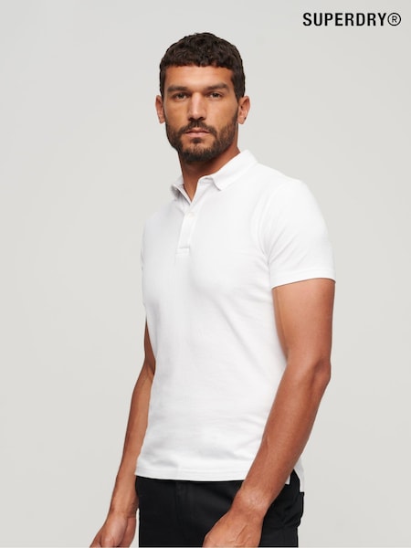 Superdry White 100% Cotton Jersey Polo Shirt (T97443) | €58