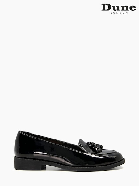 Dune London Black Global Almond Tassel Loafers (T97614) | AED194