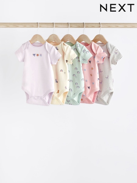 Roza/vijola - Baby Short Sleeve 100% Cotton Bodysuits 5 Pack (T97968) | € 14 - € 15