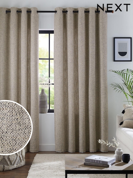 Natural Bobble Texture Lined Eyelet Curtains (T97971) | €75 - €179