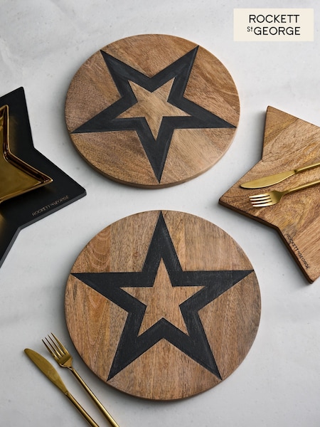 Rockett St George Set of 2 Wood Studio Star Set of 2 Placemats (T98092) | €52