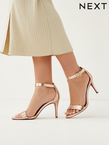 Gold Signature Leather Mid Heel Sandals (T98800) | €29