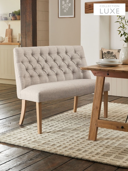 Chunky Weave Mid Natural Wolton Collection Luxe High Back Button Dining Bench (T99271) | €490