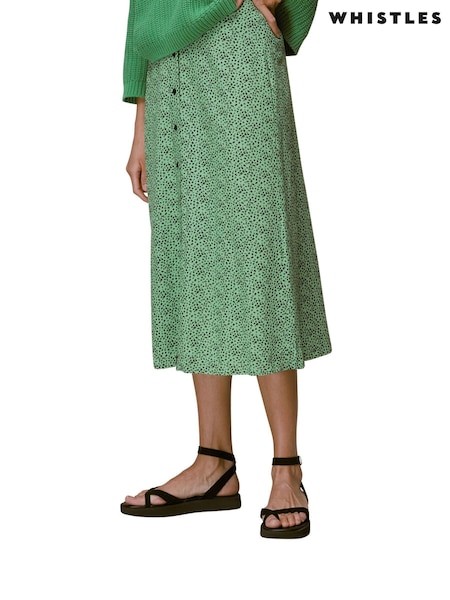 Whistle Green Ink Leopard Button Front Skirt (T99314) | 45 €