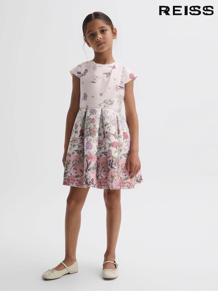 Reiss Pink Tammy 4-9 yrs Scuba Floral Printed Dress (T99371) | €25