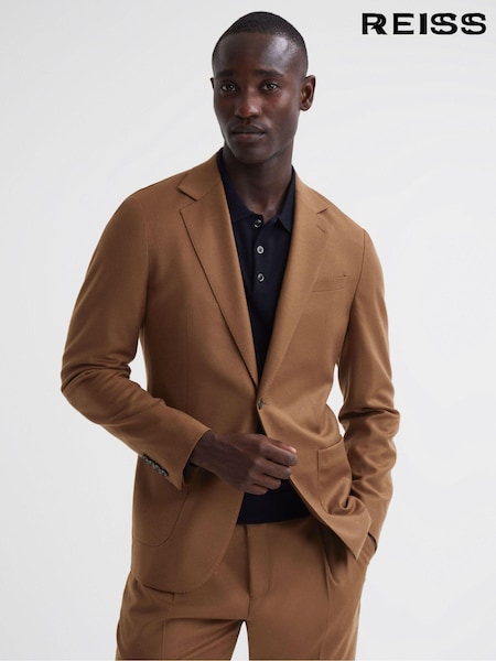 Reiss Tobacco Venue Slim Fit Wool Blend Single Breasted Blazer (T99381) | AED2,362