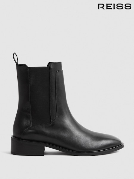 Reiss Black Willow Leather Chelsea Boots (T99392) | AED1,426