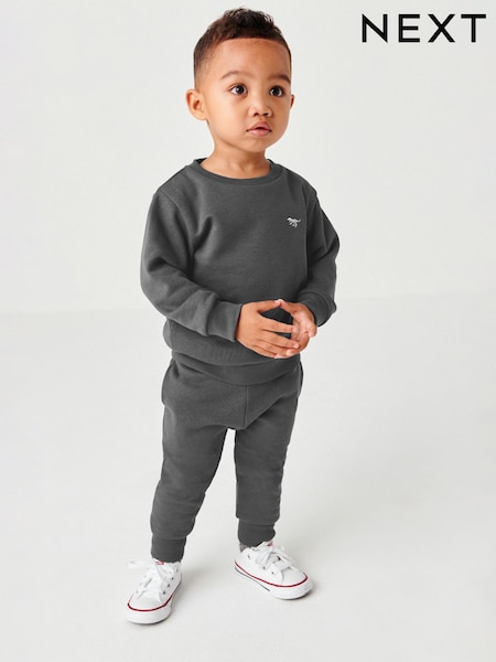 Grey Charcoal Jersey Sweatshirt And Joggers Set (3mths-7yrs) (T99473) | BGN 32 - BGN 45
