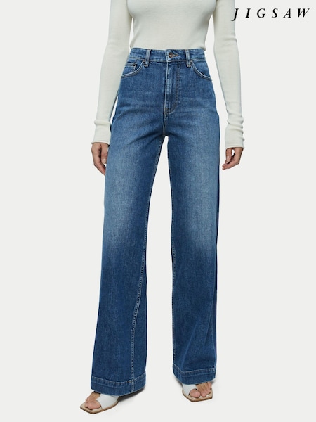 Jigsaw Blue Balfour Long Wide Leg Jeans (T99782) | AED262
