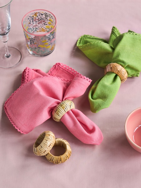 Nina Campbell 4 Pack Natural Rattan Napkin Rings (T99868) | €9