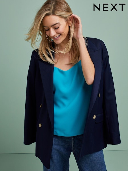Teal Blue Smart Sleeveless Square Neck Cami Top (TFQ721) | €19