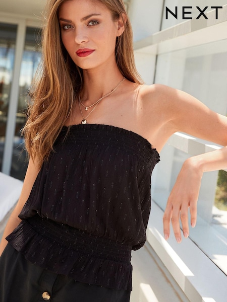 Black Sparkle Bandeau Boobtube Vest (TFW491) | €4