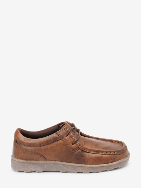 Marron fauve - Chaussures School en cuir à lacets (U00009) | € 17 - € 22