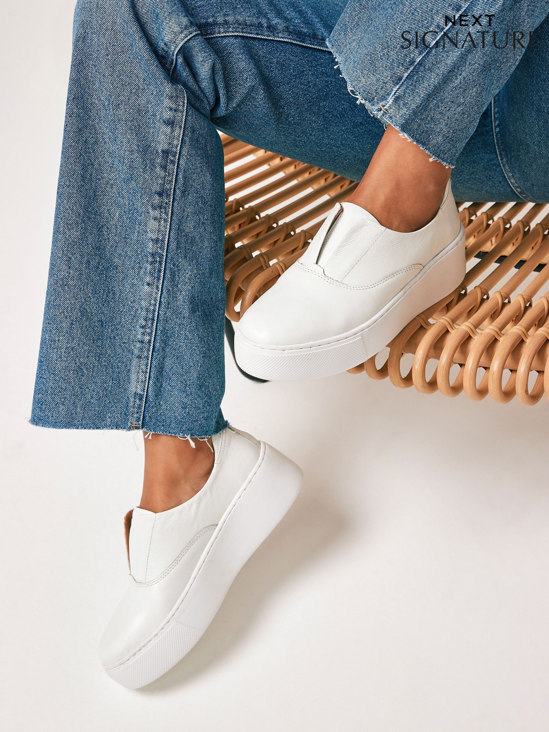 White Trainers Womens White Chunky Leather Trainers Next USA