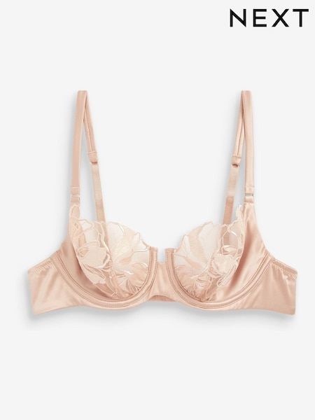 Mid Mink Non Pad Balcony Embroidered Bra (U00603) | €24