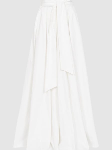 Reiss White Gigi Gather Detailed Maxi Skirt (U00973) | €136