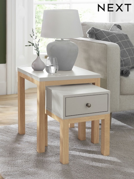 Dove Grey Malvern Oak Effect Storage Nest of Tables (U01043) | €100