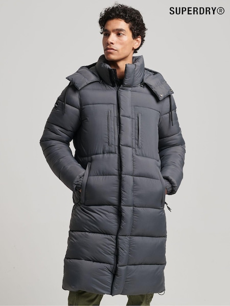 Superdry Grey Touchline Padded Longline Jacket (U01726) | €59