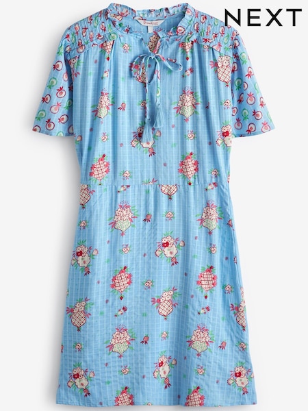 Celia Birtwell Blue Print Angel Sleeve Summer Tea Dress (U01827) | €12